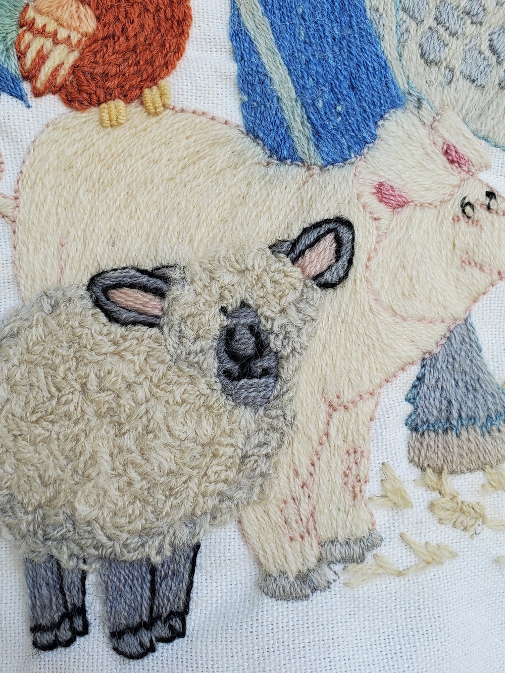 Hand-Crewel Work Farm Animal Panel - Multi Color - Picture 2 of 9